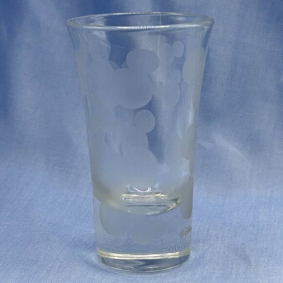 Vintage Etched Disney Mickey Mouse Ears Shot Glass "Floating Mickey Mouse Ears" - Picture 1 of 2